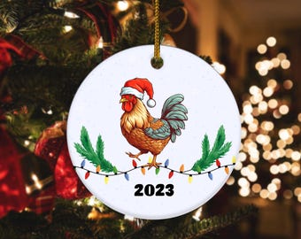 Personalized Christmas Ornament - 2024 Yearly Christmas Ornament - Chicken Keepsake Ornament - Custom Christmas Ornament BXLU64