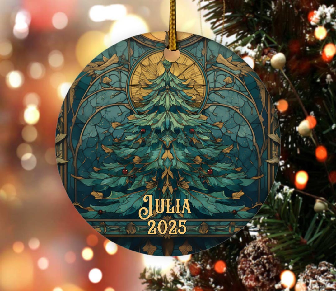 Personalized Stained Glass Christmas Ornament 2025 – Custom Name ...
