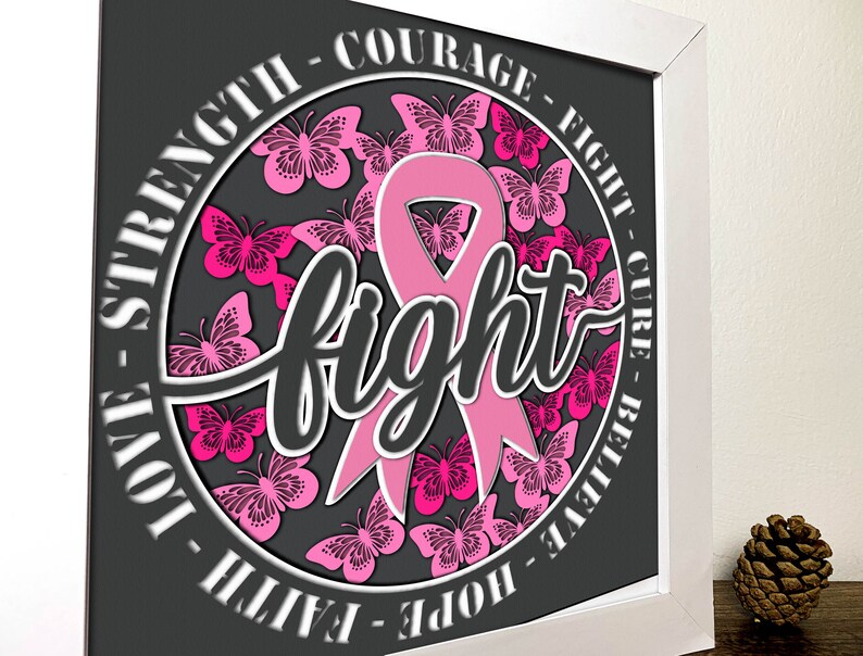 Fight Shadow Box 3D Svg,breast Cancer Day Light Box Svg,breast Cancer ...
