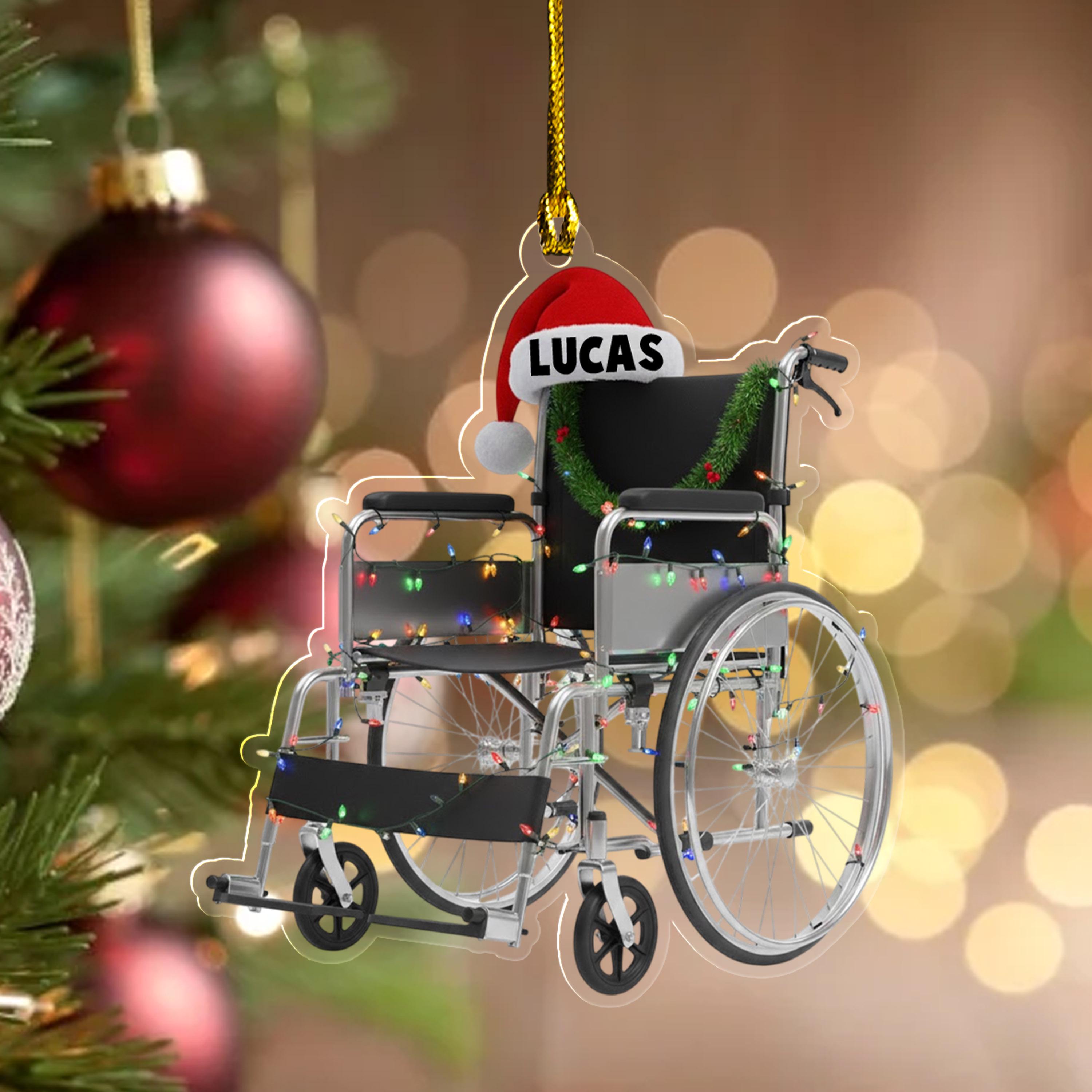Personalized Wheelchair Christmas Ornament, 2D Flat Acrylic Decoration ...