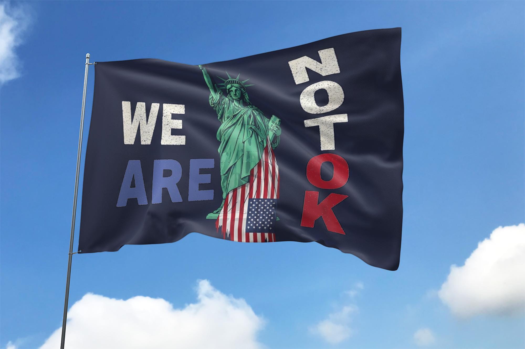 Upside Down American Flag Gift, Anti House Flag, We Are Not Ok Flag, FDT Home Decoration, Resist Flag, Protest Yard Flag D2IU08