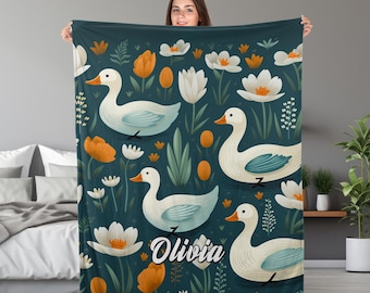Personalized Duck Blanket with your name, Duck Baby Blanket, Duck Hunter Baby Blanket, Duck Nursery BXMQ12