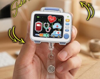 ER Nurse Badge Reel, Emergency Room Retractable ID Badge Holder, Cardiac Monitor Badge Clip, RN Healthcare Worker Gift for Nurses NHSA04