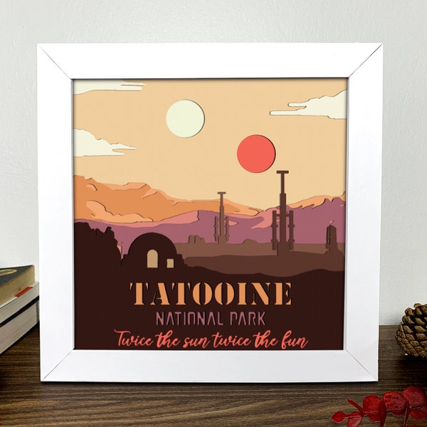 Tatooine National Park Twice The Sun Shadow Box Svg,Tatooine 3D Svg,Star Wars 3D Svg,Star Wars Tatooine Box Svg,Star Wars Light Box Svg