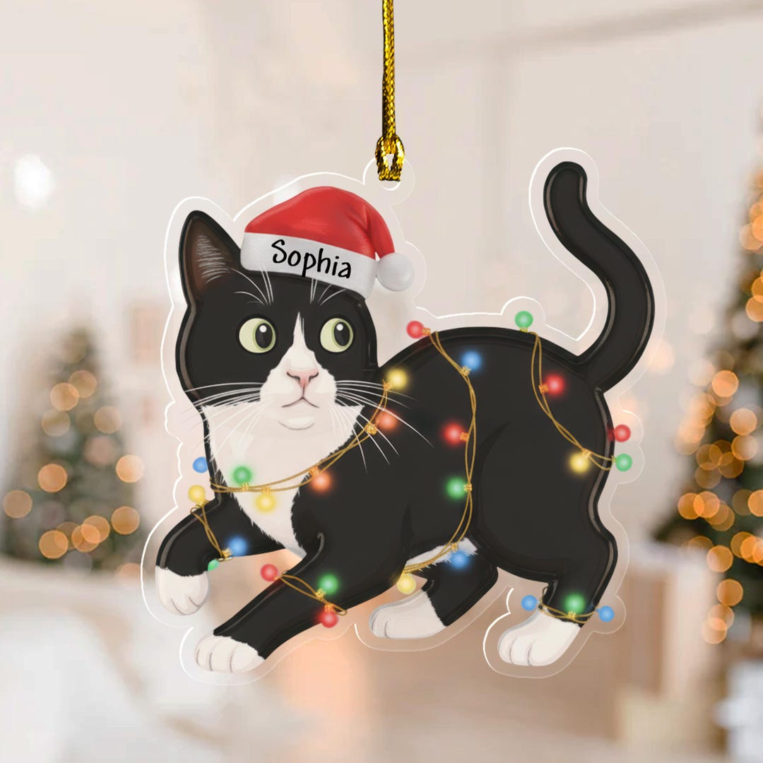 Tuxedo Cat Christmas Ornament, Custom Cat Ornament, Tuxedo Cat Lover ...