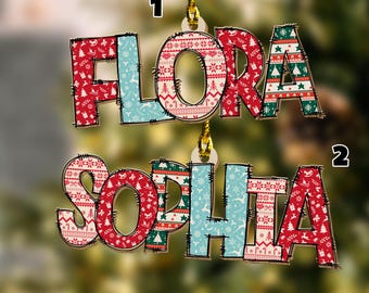 Personalized Alphabet Christmas Ornament With Name,Name Christmas Ornaments,Custom Santa Ornament,Holiday Keepsake,Gift For Grandkids G5PD43