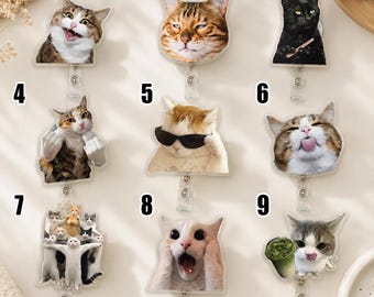 Meme Cat Badge Reel, Hilarious Cat Lover Gift, Sarcastic Office Decor, CuteNursing Badge Reel, Gift for Cat Owners NHQD14