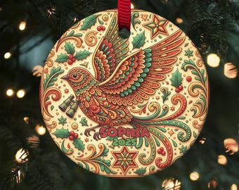 Cute Birdwatcher Ornament, Bird Lover Christmas Tree Decor, Flat Acrylic Nature Ornament, Gift for Garden and Bird Lovers JCSG16