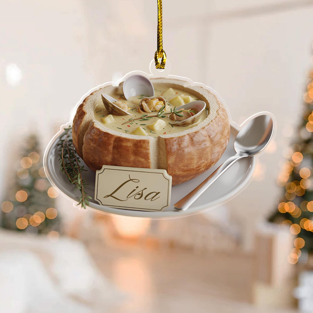 Personalized Clam Chowder Dish Ornament, Seafood American Cuisine, Food ...
