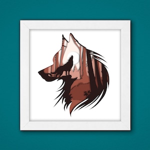 Wolf Shadow Box 3D Svg, Wolf 3D Svg, Wolf 3D Box Svg, Wolf Light Box Svg, Arte em cartolina em camadas, Modelo de caixa de sombra