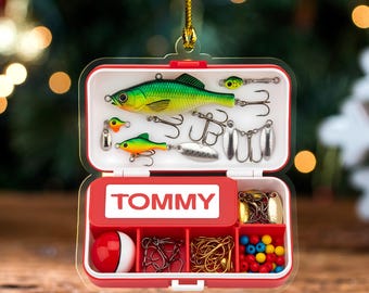 Personalized Fishing Tackle Box 2D Flat Ornament, Custom Name Christmas ...