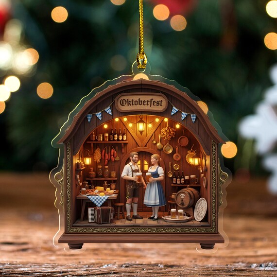 Oktoberfest Beer Ornament, Festival Acrylic Christmas Ornament, German Beer Mug Tree Decor 2025 JCSX18