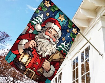 Christmas Stained Glass Garden Flag, Nativity Winter Yard Decor, Religious Holiday Outdoor Banner, Christmas Garden Gift C2HT23-5