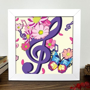 Music Note Shadow Box Svg, Music Note SVG, Music Note 3D Svg, Music Note Box, Cactus Light Box, 3D Gelaagde Cardstock Art, Cricut, Silhouet