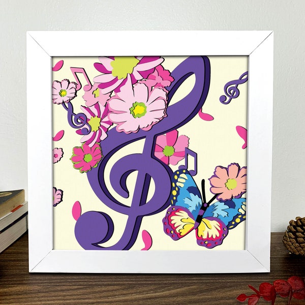 Music Note Shadow Box Svg ,Music Note SVG ,Music Note 3D Svg ,Music Note Box ,Cactus Light Box ,3D Layered Cardstock Art,Cricut,Silhouette