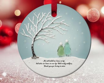 2D Custom Friendship Sea Glass Ceramic Ornament, Best Friend Gift, Personalized Christmas Tree Decor, Timeless Friendship Keepsake G5PH17