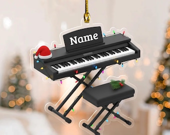 Personalized Keyboard Piano Ornament, 2D Acrylic Christmas Decoration, Music Lover Gift, Holiday Tree Keepsake for Pianists 2025 NGXR18