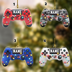 Custom Name Gaming Hand Play Xmas Light Shape Flat Ornament,Gaming Ornament,Gamer Xmas Ornament, Video Game Ornament Gift for Boys D2MA02