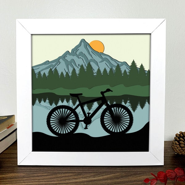 Go Explore Shadow Box 3D Svg ,Go Explore 3D Box Svg ,Bicycle Svg,Go Explore Light Box Svg ,Layered Cardstock Art, Shadow Box Template