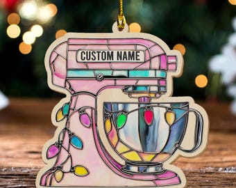 Custom Baking Mixer Lights Christmas Ornament, Flat Acrylic Baking Ornament for Her, Baker Gifts, Custom Baker Christmas Tree BZJR02