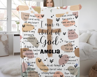 I Am A Child Of God Blanket, Bible Verse Religious Blanket, Custom Name Christian, Faith in God Scripture Throw, Christian Gift Idea JCJK25