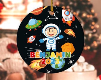 Personalized Christmas Ornaments Space, Christmas Space Ornament, Kids Astronaut Space Ornament, Kids Ornament, Boys Ornament CYKI25