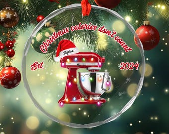 Custom Baking Mixer Lights Christmas Ornament, Flat Acrylic Baking Ornament for Her,Baker Gifts, Custom Baker Christmas Tree Ornament BYLN38