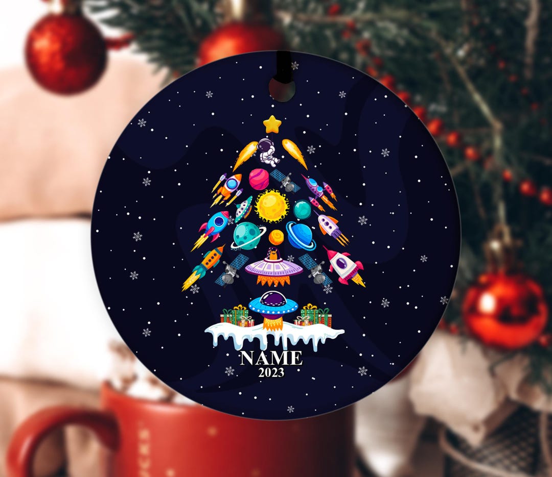 Personalized Rocket Spaceship Christmas Tree Ornament, Solar System ...