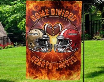 House Divided Garden Flag, Custom House Divided Football Garden Flag, Sport team Flag, Sport Gift for Husband, College Football Fan D2LK03