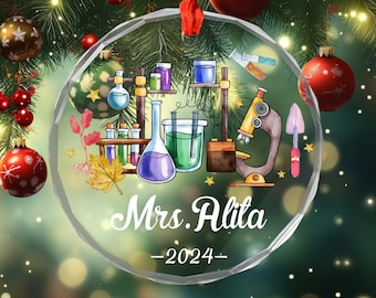 Science Lab Glass Ornament For Scientist, Lab Week, Chemistry Lover, Biology Christmas Ornament, Science Lover Gift, Laboratory Gift NFX123