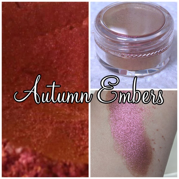 Autumn Embers Mica Mineral Eyeshadow, Duo chrome Shadow, Color Shift, Red, Brown, Purple, Shimmer Eyeshadow, Loose Pigment