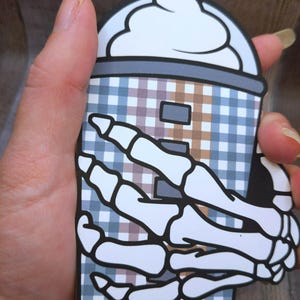 Iced Coffee Cup Skeleton Hand Car Freshie, Spooky Freshie, Halloween Air Freshener, Coffee Lover Gift