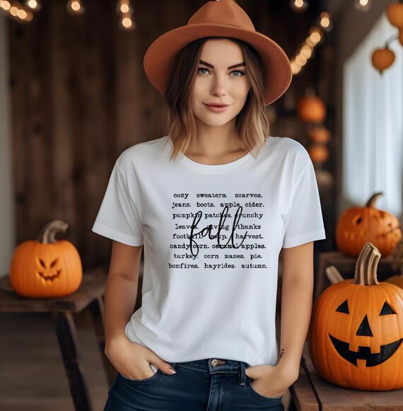 Cute Fall Words Quotes Unisex Short Sleeve Jersey Tee Trendy Fall T shirt Fall Phrases Halloween Shirt Autumn Lover Gift Etsy Canada