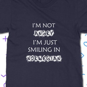 Smiling in Norwegian T-shirt | Unisex Norway Heritage Tee Shirt | Unique Gift Idea