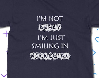 Smiling in Norwegian T-shirt | Unisex Norway Heritage Tee Shirt | Unique Gift Idea