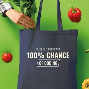 Coding Forecast Bag, Funny Programmer Gift, Software Developer Dev Design | Cotton Canvas Shopper Tote