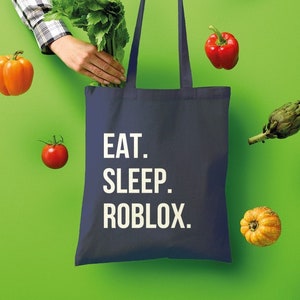 Eat Sleep Roblox Tote Bag - Canvas Gaming Shopping Bag | Eco Friendly Plastic Bag Replacement