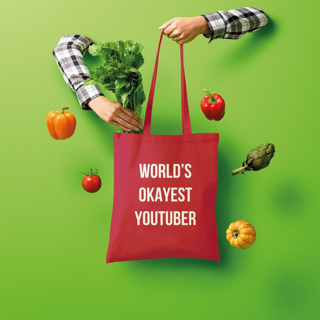Worlds Okayest Youtuber Tote Bag Eco-vriendelijke plastic zak vervanging Tassen & portemonnees Draagtassen Youtube Shopping Bag 