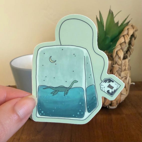 Loch Ness Monster in Tea Bag Sticker - Magical Tea Lover Decal
