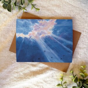 Birds in Sun Rays: Every Cloud Has A Silver Lining Note Card