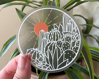 Clear Cactus & Sun Sticker