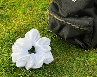 White Oversized Satin Scrunchie