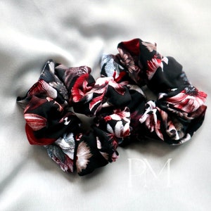 Black Floral Scrunchie