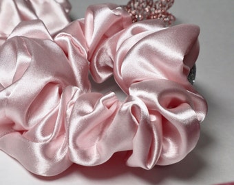 Light Pink Satin Scrunchie