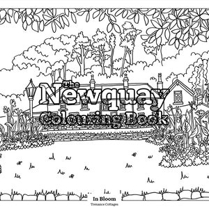 PDF print, Cornish cottage, colouring in, adults colouring book, kids colouring book, holiday souvenir, Cornish coast, coastal art, Trenance