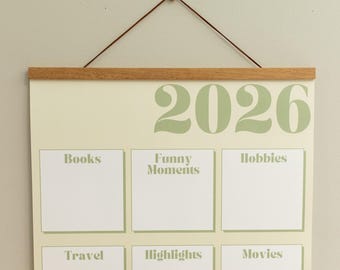 2026 Journal Recap Poster | Wall Interactive Decor | Category Tracking | Blank Category Journal | Goal Tracking