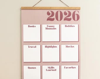 2026 Journal Recap Poster | Wall Interactive Decor | Category Tracking | Blank Category Journal | Goal Tracking