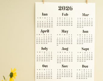 2026 Poster Calendar | Wall Hanging | All year calendar