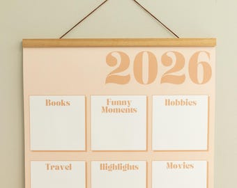 2026 Journal Recap Poster | Wall Interactive Decor | Category Tracking | Blank Category Journal | Goal Tracking