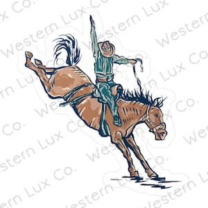 Saddle Bronc Sticker, Cowboy Decal, Western Aesthetic Vinyl, Vintage Western, Rodeo Kiss-Cut Vinyl Decals